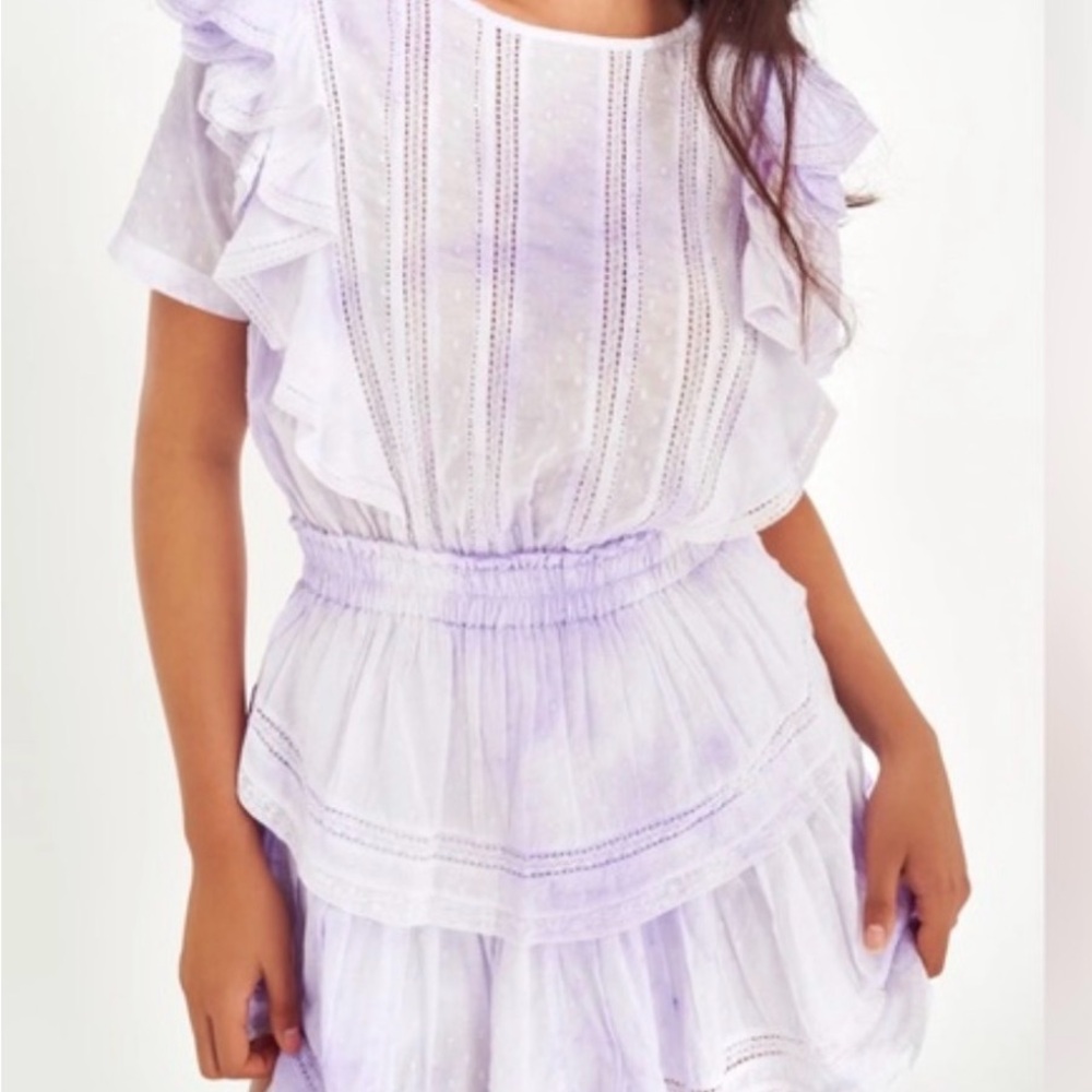 LoveShackFancy Lavender Ruffle Tiered Mini Dress